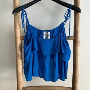 Posh Pua Blue Ruffled Crop Camisole